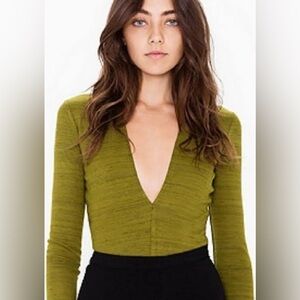 American Apparel Green Deep V Top